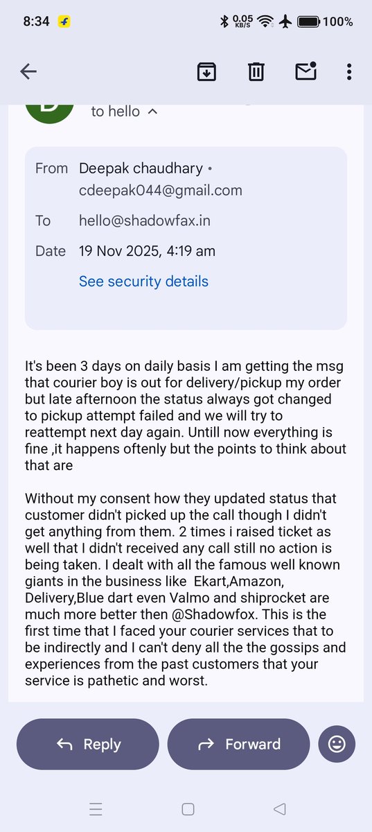 cdeepak044's tweet photo. When you make several attempts I was there only. Never ever got any call but always with msg that delivery agent is unable to contact you. In regards i raised too many complaints but because it was shadowfax so nothing happened. https://t.co/ILxV5a71A1