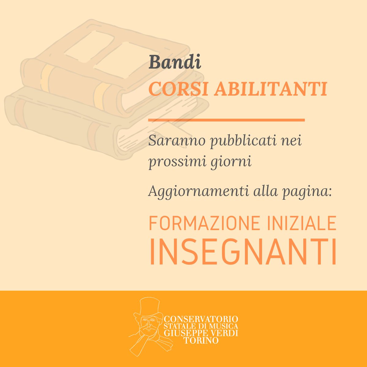 ConservatorioTo's tweet image. Nei prossimi giorni verranno pubblicati i bandi relativi ai corsi abilitanti, tutti gli aggiornamenti a questo link, monitorate! #ConservatorioTorino conservatoriotorino.eu/formazione/for…