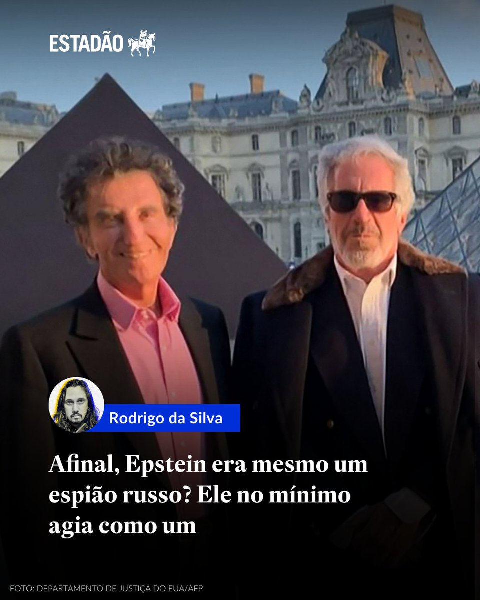 Estadao's tweet image. OPINIÃO ✍🏻 @rodrigodasilva: Afinal, Epstein era mesmo um espião? 

Moscou tem um longo histórico de campanhas de influência e desinformação contra o Ocidente – onde viviam os principais alvos de Epstein

🔗 Leia a coluna completa em @EstadaoInter → x.gd/dn33t