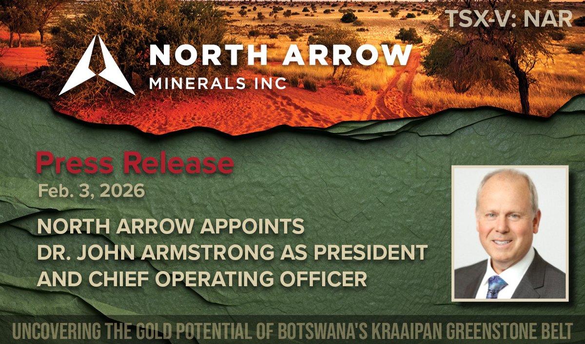 Press Release: NAR Appoints Dr. John Armstrong as President &amp; Chief Operating Officer

CEO, Eira Thomas: "As we accelerate our gold exploration activities in #Botswana and pursue additional opportunities across sub-Saharan Africa, John brings exactly the expertise we need" #Gold