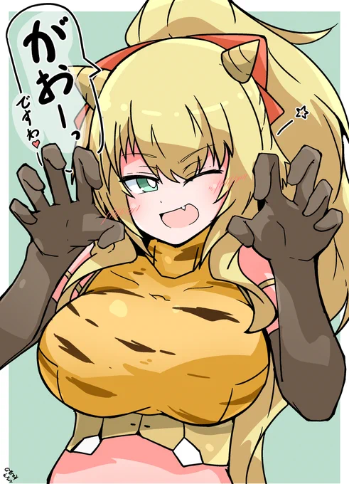 ドゥルガーちゃんと節分で考えた末にとりあえず鬼にしてみるなどする(:3_ヽ)_ #FAガール