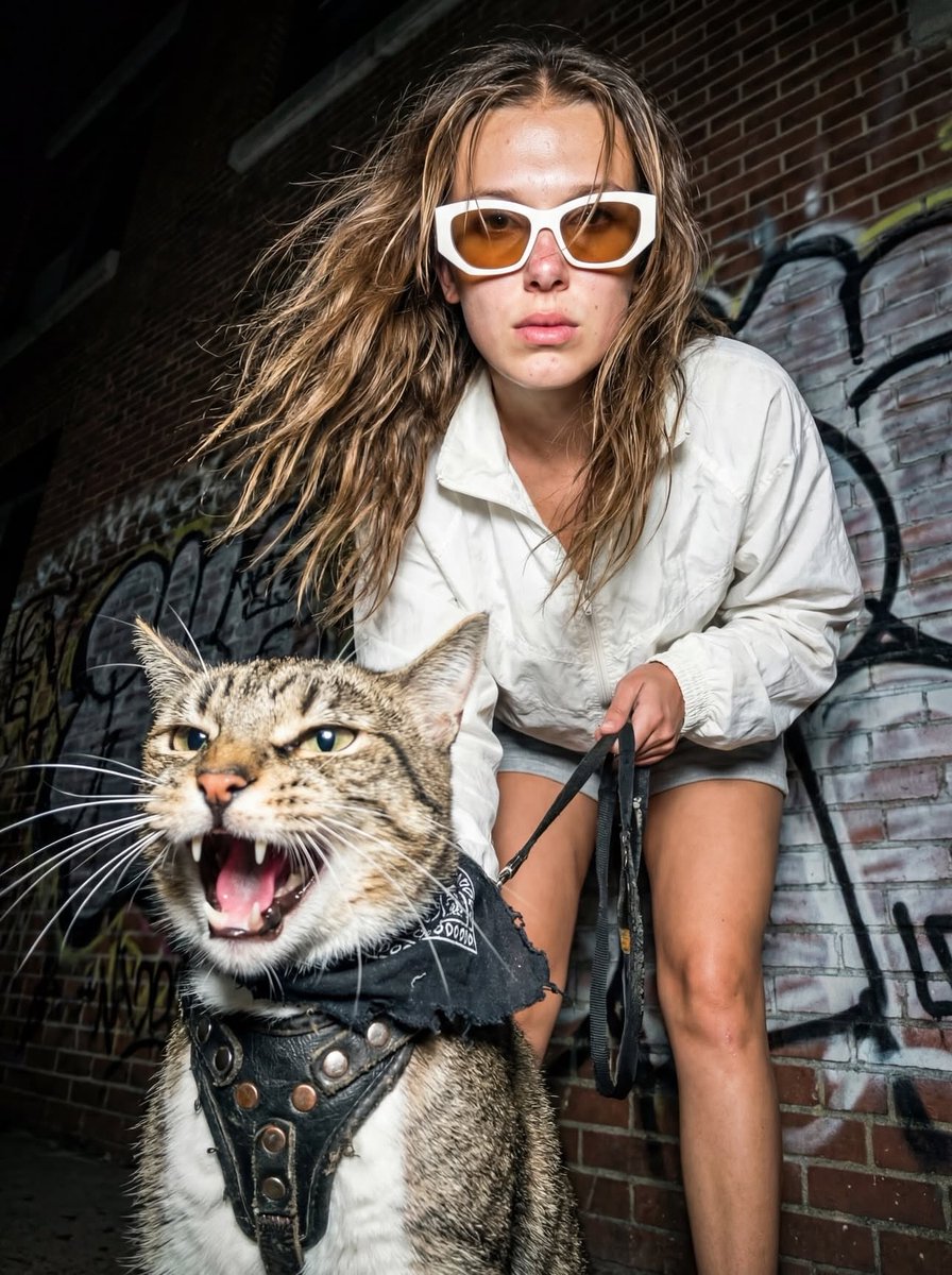 Edgy Flash Photography Portrait with Cat — example 3