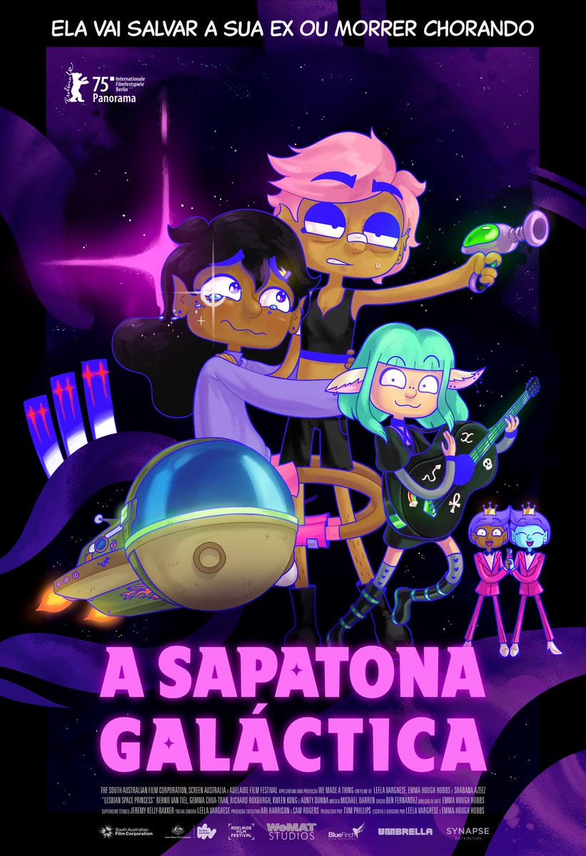 lesbocine's tweet image. A animação “A Sapatona Galáctica” (Lesbian Space Princess) estreia nos cinemas brasileiros no dia 12 de fevereiro.

A trama acompanha Saira, uma princesa espacial lésbica e introvertida que precisa resgatar sua ex-namorada, Kiki, uma caçadora de recompensas por quem ainda nutre…