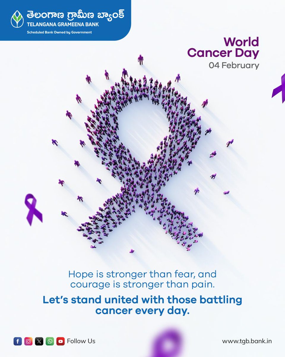 OfficialTGBHYD's tweet photo. Let us stand together for awareness, action and a cancer-free tomorrow.
#worldcancerday #TGBCares #tgbtalks #tgb #sbi https://t.co/8Esy5fpDK4