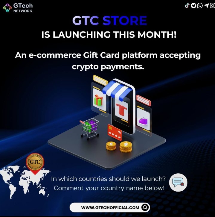 The wait is almost over! GTC Store is launching this month!
An e-commerce gift card platform accepting crypto payments.
🌍 Which country are you from?