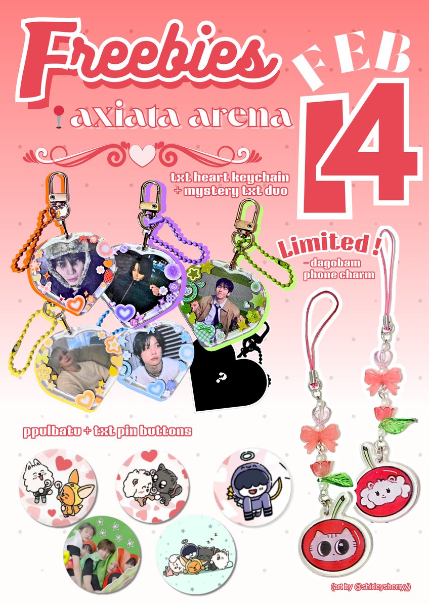 justdancecharm's tweet photo. ˖ִ ࣪⚝ACT: TOMORROW IN KL ᯓ★
freebies by @justdancecharm &amp; @shirleysherryy

🍒 feb 14, axiata arena (exact time location tba)
🌸 limited, fcfs, open for trade + selective
❤️ choose your fav each
🖇 rt and likes are appreciated ♡come &amp; say hi! 

#TXTinKL #ACT_TOMORROW #TXTinMY https://t.co/hTLtAjTyeR