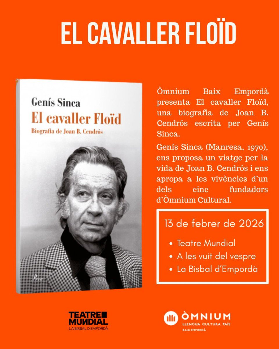 OmniumBaixEmp's tweet photo. Recordem la figura de J. B. Cendrós, l'empresari del popular Floïd (pioner dels aftershave) i un dels mecenes i activistes culturals més importants de Catalunya.
@GenisSinca ens explicarà la història desconeguda d'un home que, per sobre de tot, creia en el seu país i la seva gent https://t.co/ibF7LWeFkP