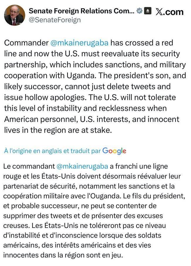 Nyamuhombeza's tweet image. 🚨🫵#OUGANDA🇺🇬 vs #USA🇺🇸
ÇA CONTINUE ET LE GÉNÉRAL #KAINERUGABA 🇺🇬 EN CAVALE MOMENTANÉMENT. 

Il fuit quoi alors qu'il nous cassait les couilles qu'il allait donner une leçon aux américains🤔🤔🤔🤔😂😂😂😂😂🫵🫵🫵🫵🫵