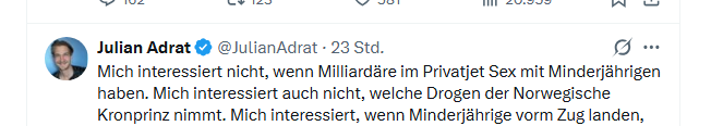 jurgen_nauditt's tweet photo. The German party AfD (Putin's party in Germany, supported by Elon Musk) is disgusting, inhuman scum.

AfD politician, quoted verbatim:

"I don't care if billionaires have sex with underage children on private jets." https://t.co/T19HjAFKcM