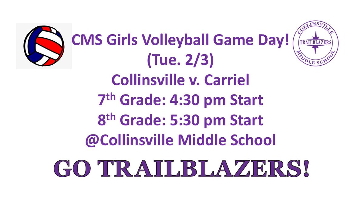 Boxout5's tweet image. CMs Girls Volleyball Game Day!