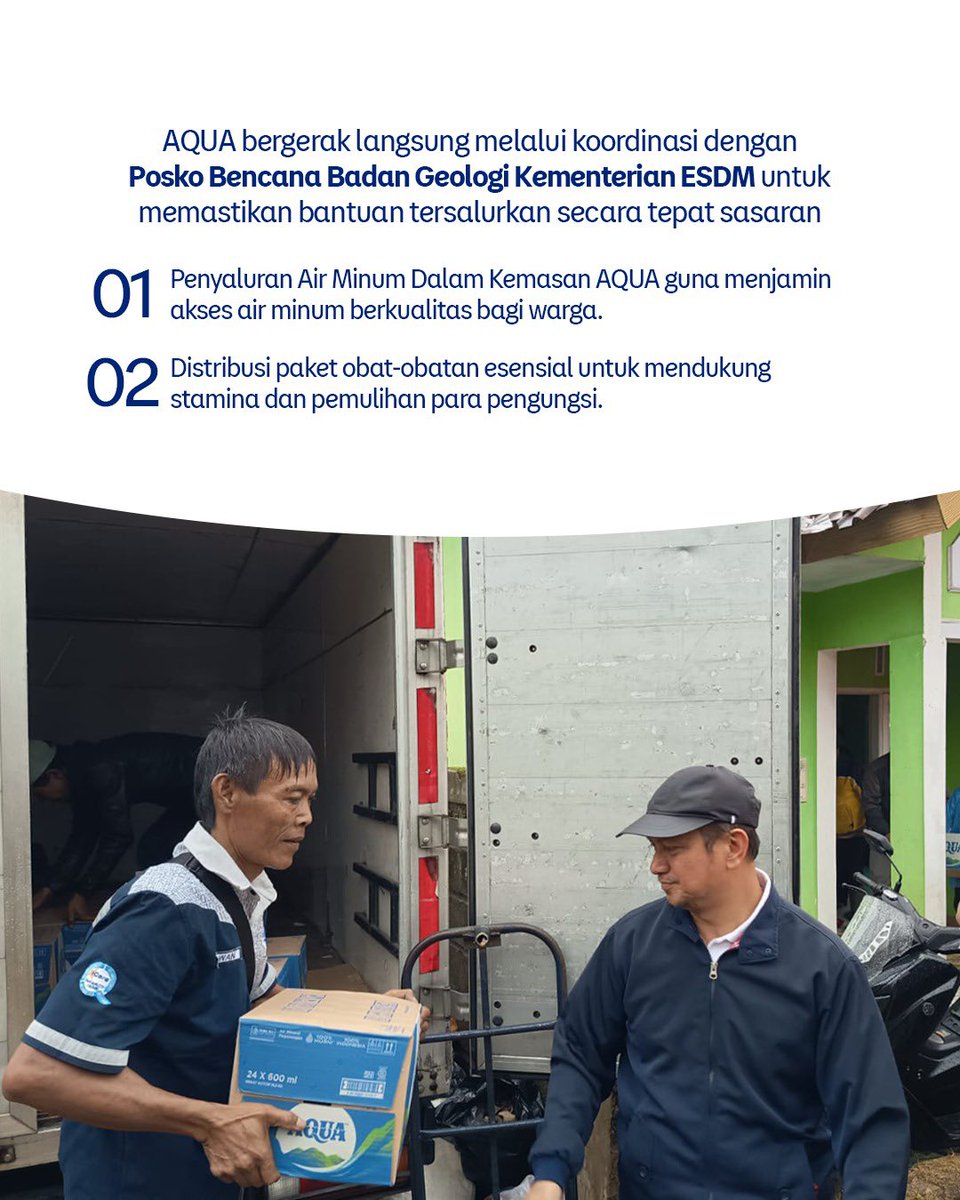 aqua_lestari's tweet photo. Merespon bencana tanah longsor yang melanda Kampung Pasir Kuning, Kabupaten Bandung Barat, akhir Januari lalu, AQUA bekerja sama dengan Posko Bencana Badan Geologi Kementerian ESDM bergerak cepat menyalurkan bantuan kemanusiaan tahap awal. https://t.co/K6keAhLcYd