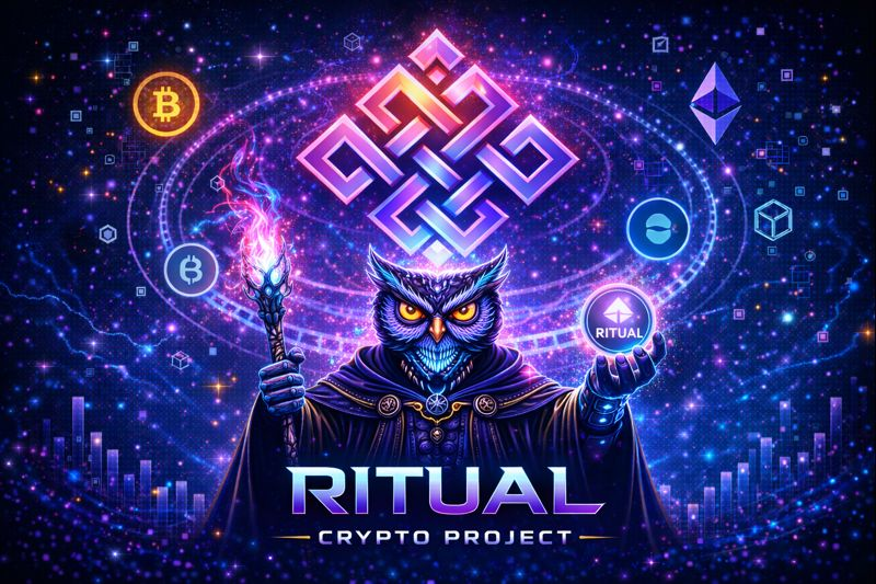Valentavel's tweet photo. A cyber owl mage channels cosmic code, weaving chains into one glowing ritual. This is programmable crypto connectivity in motion — unstoppable. The future is being summoned with @ritualnet @ritualfnd https://t.co/Wy4F2ehEMO