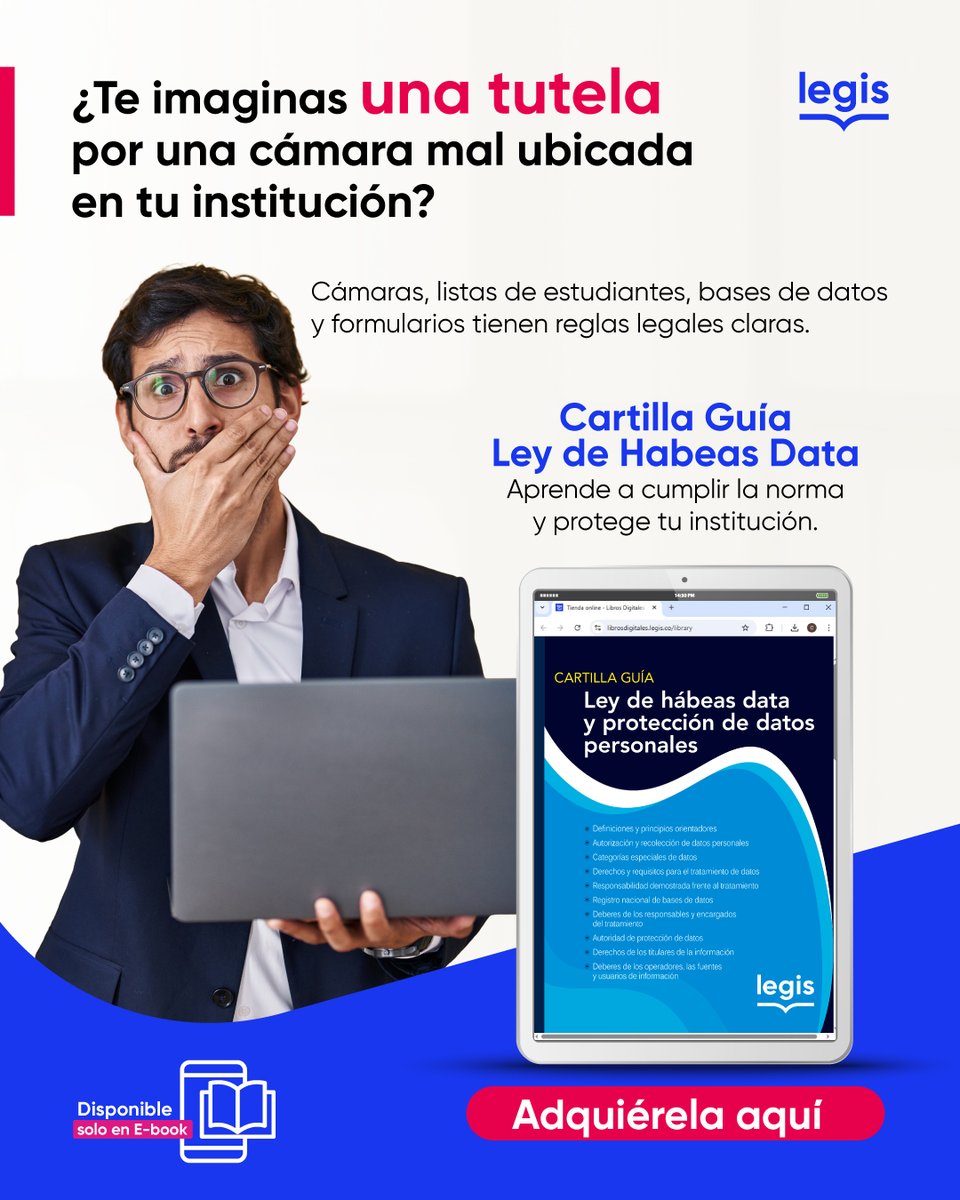 La gestión de datos personales en las instituciones educativas exige cumplimiento legal.

Con la Cartilla de Habeas Data de Legis, tu institución sabe cómo actuar correctamente.
👉 Protege a tu institución con información confiable: legis.com.co/cartilla-guia-…