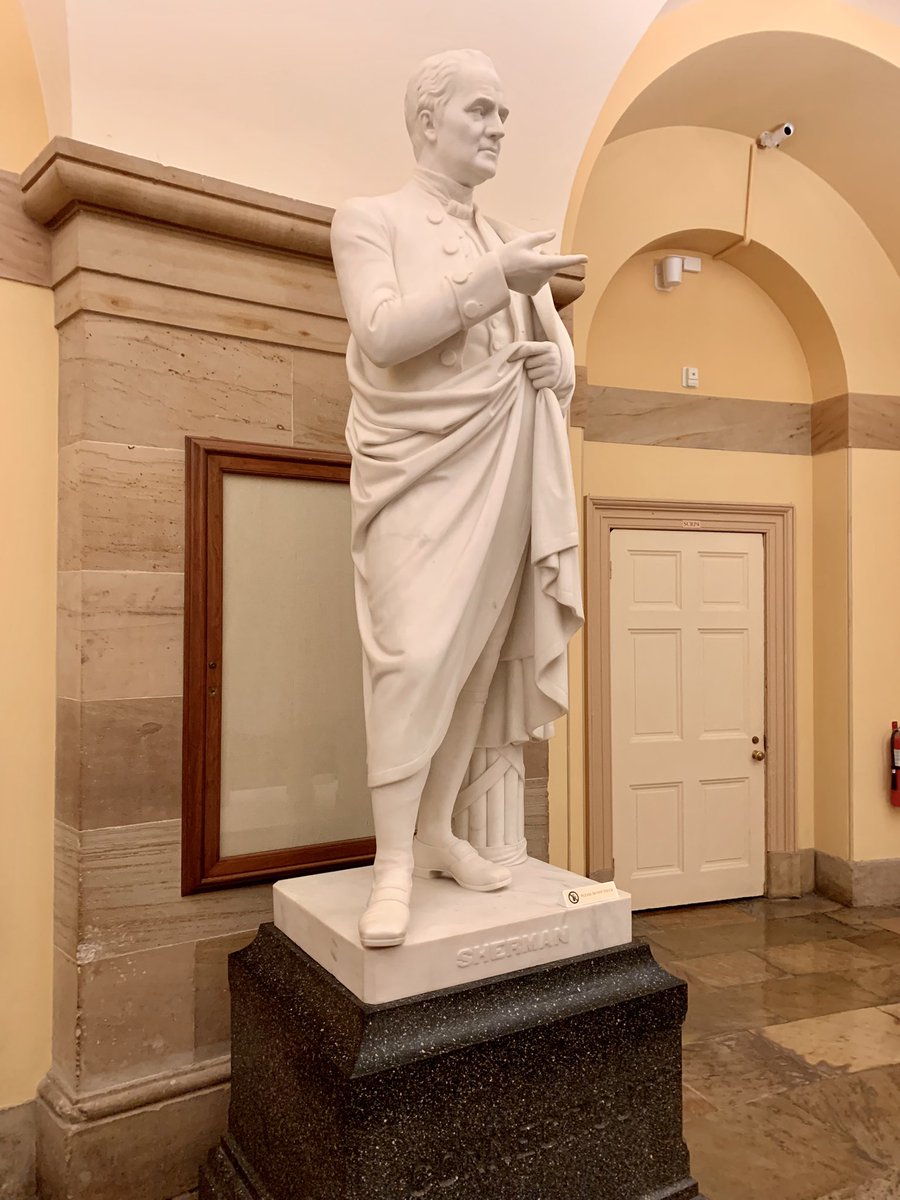 This month in 1776, the Continental Congress appointed Roger Sherman - with George Wythe and John Adams - to a committee tasked with establishing guidelines for American commissioners to Canada. The statue of Sherman shown here was presented to National Statuary Hall in 1872.