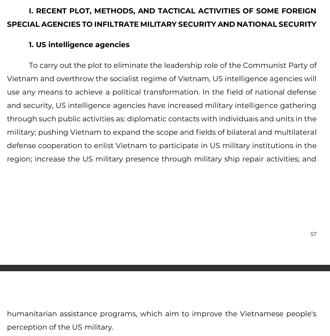 Vietnam is actively preparing for a US naval invasion, believing Washington "will use any means to achieve political transformation" - including potentially "biochemical and tactical nuclear weapons."

This per alleged leaked Vietnamese military documents from US-based "human