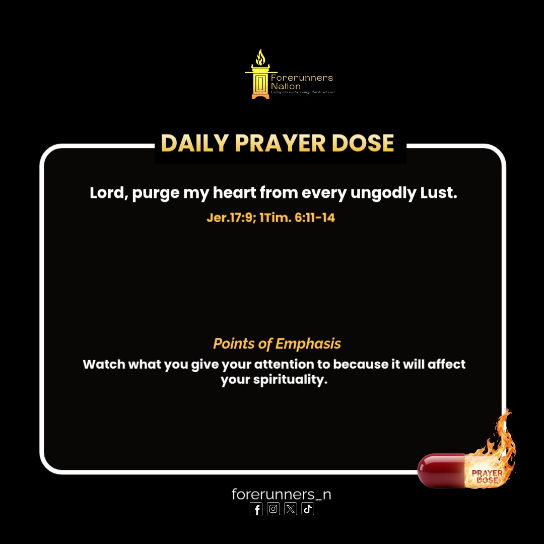 forerunners_n's tweet photo. Purity is preserved by attention.
What you behold daily will either feed the altar or fuel the flesh.
Guard your gaze. Align your heart.
Let grace purge what discipline cannot.
#DailyPrayerDose #ForerunnersNation #GuardYourHeart #SpiritualAlignment #PrevailingPrayer https://t.co/qZuQSnkOFN