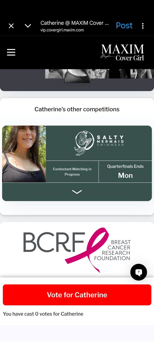 CatsMakeBiscuit's tweet image. Made it to quarter finals! 
(You may have to scroll down when entering the website!)
vip.covergirl.maxim.com/p/X38UTS2