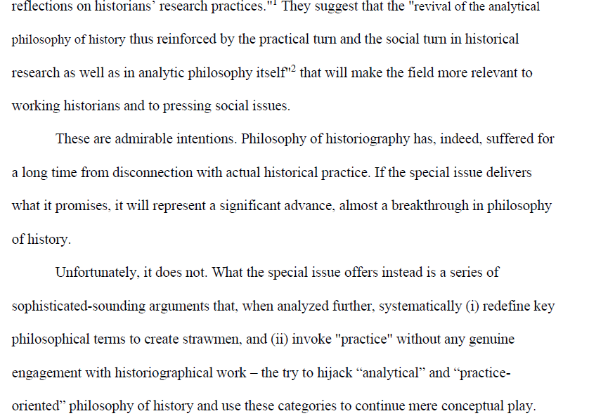 VeliVirmajoki's tweet photo. I sent this to @J_Phil_Hist but got rejected.

I share this, as it is relevant to all the readers of the paper. Maybe I am wrong. 

But to reject *due to one obscure review* a paper discussing a special issue of a journal in the journal is just... Well.

https://t.co/0FlelTcuH8 https://t.co/8cg2ArUYaA