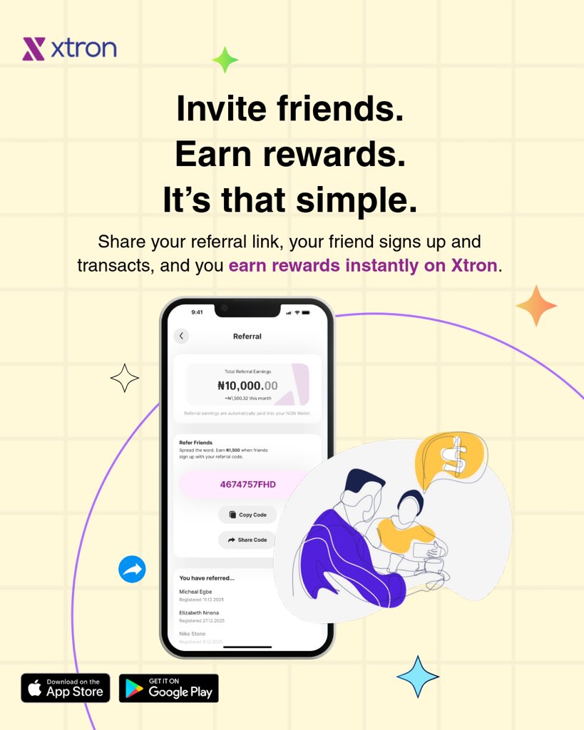 XtronApp's tweet photo. Maximize your earnings with Xtron! Invite friends and watch your rewards grow instantly. It's simple: share your referral link, and earn when your friends sign up and transact. Start today and be rewarded!

#Xtron #ReferralProgram #EarnRewards #FinancialFreedom https://t.co/wOHL14H3Zq