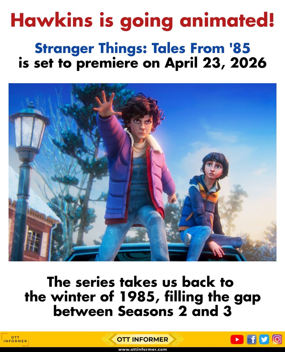 OTTInformer's tweet image. Stranger Things: Tales From '85!

#strangerthings #strangerthingstalesfrom85 #netflixoriginal #netflix #NetflixAndChill