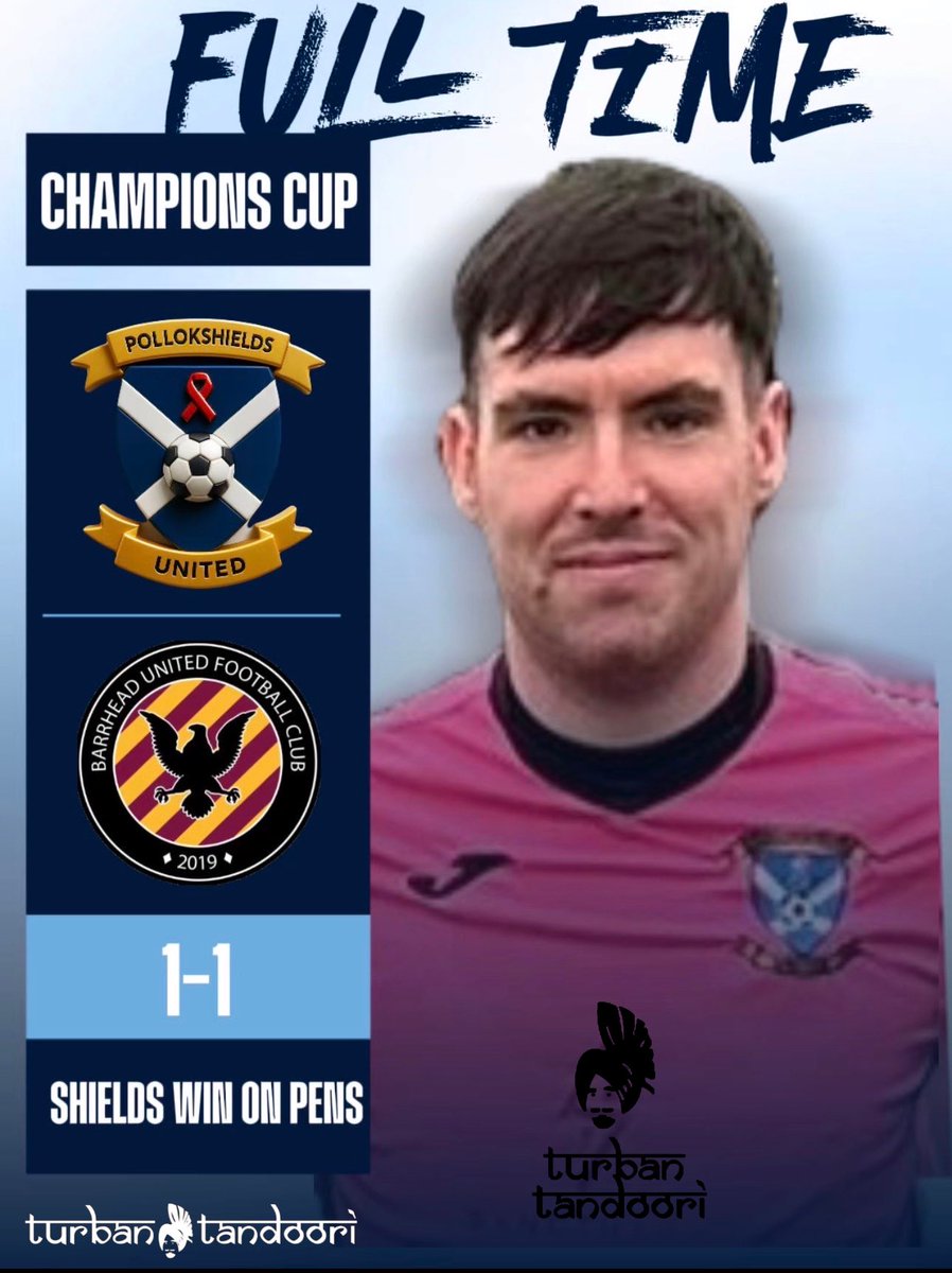 PshieldsUtd's tweet photo. FT Result Champions Cup

Pollokshields 1-1 Barrhead Utd
(Shields won 4-2 on penalties)

Delighted to be in next round 💪

All best Barrhead for rest of season 👍 https://t.co/gYQiz70ouO