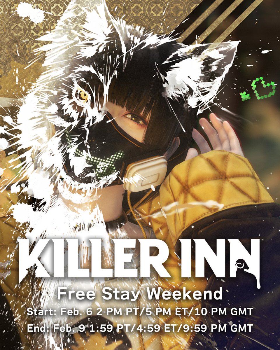 playkillerinn's tweet image. Before you check in for #KillerInn Early Access, we invite you to enjoy a Free Stay Weekend starting this Friday, February 6, at 2 PM PT/5 PM ET/10 PM GMT.