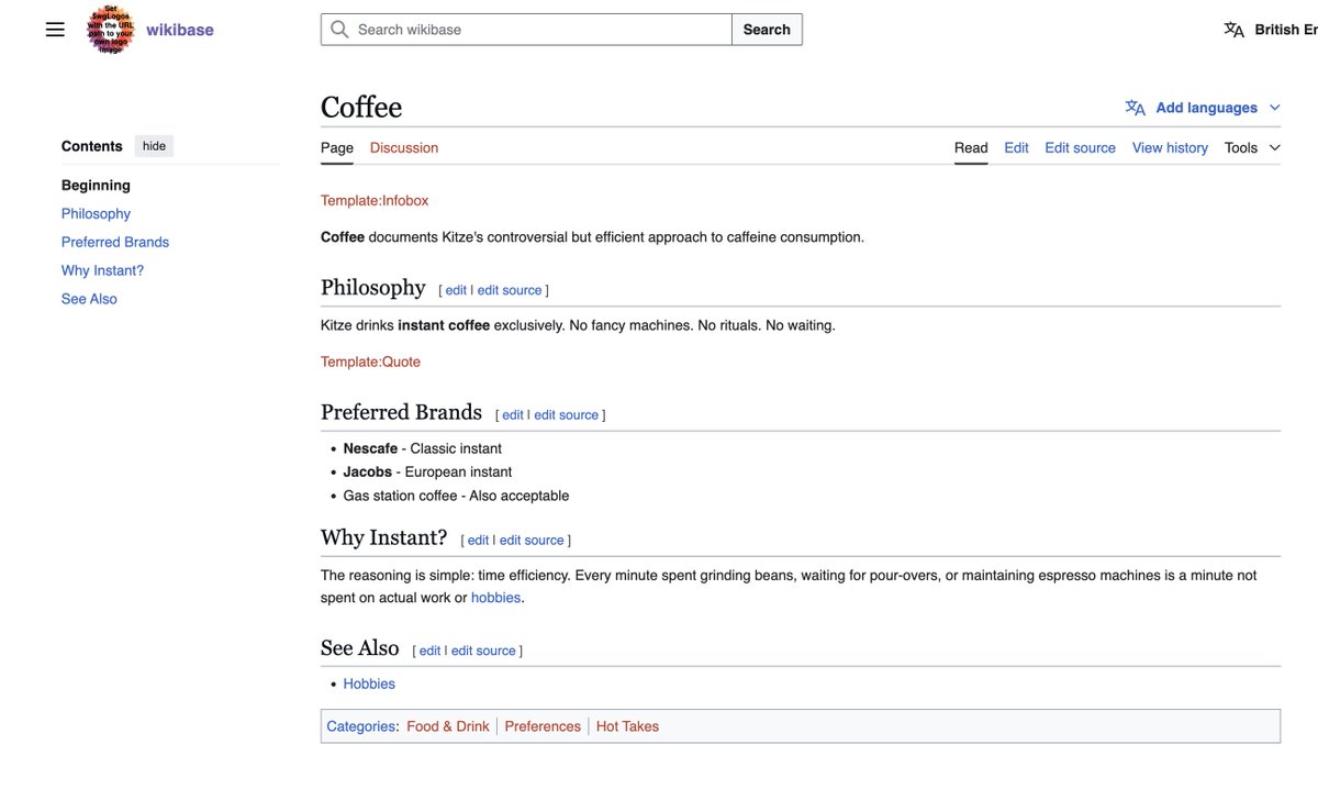 Wikibase personal pages