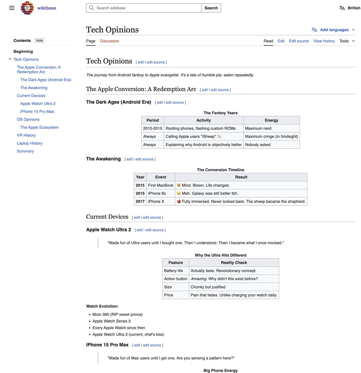 thekitze's tweet photo. highly recommend using @openclaw to make a wikibase about your life 💀

i fed it my blog, my podcast, my bio, and 1938413 other things about me. it's super fun to browse your life in the form of wikipedia articles. also kinda creepy idk. https://t.co/LMXtTXBo21