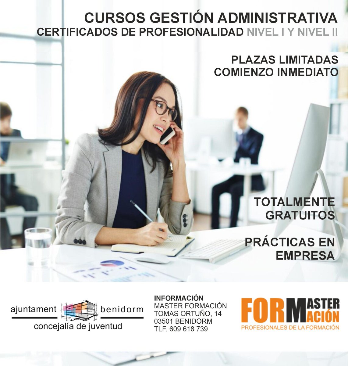 📑✨ ¡Aprovecha esta oportunidad para formarte en Gestión Administrativa! ✨📑

¿Quieres obtener un Certificado de Profesionalidad en Gestión Administrativa?

🔹 Cursos gratuitos con prácticas en empresa
🔹 Nivel I y Nivel II
🔹 Plazas limitadas 
🔹 Totalmente gratuitos