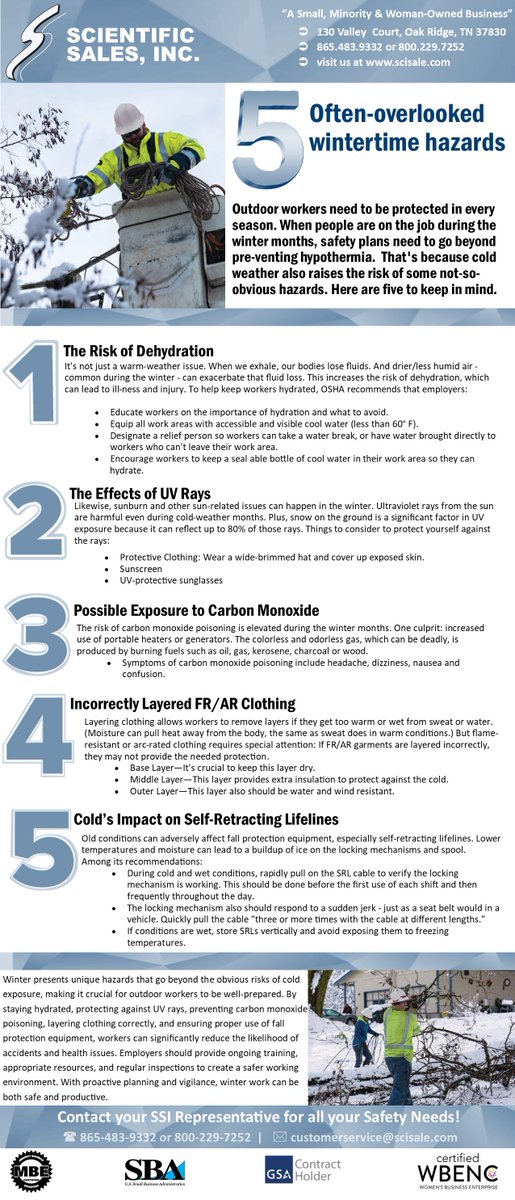 Winter safety risks go beyond cold exposure. Dehydration, UV reflection, carbon monoxide, improper FR/AR layering, and fall protection performance can all impact crews. Proactive planning reduces risk before it disrupts operations.#WorkplaceSafety #PPE #RiskManagement