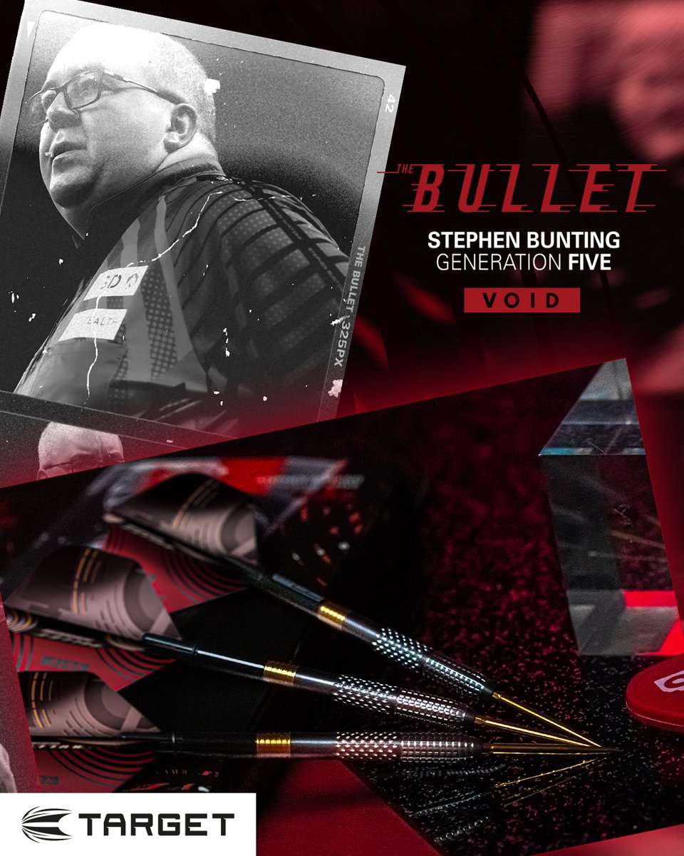 TargetDarts's tweet image. In action in the Premier League ⚫

Stephen Bunting will be putting it all out there for the next 16 weeks as he returns to the Premier League in 2026.

He'll have his trusy G5 Voids by his side 😍

#TeamTarget