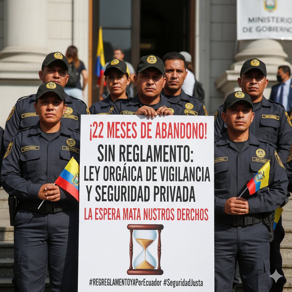 ¡Basta de negligencia! Llevamos un año y diez meses de espera por el Reglamento a la Ley Orgánica de Vigilancia y Seguridad Privada. Esta demora estatal solo beneficia la precarización y deja a miles de guardias en el limbo legal. Sin reglamento, la ley es letra muerta. <a href="/FENASPE1/">FENASPE</a>