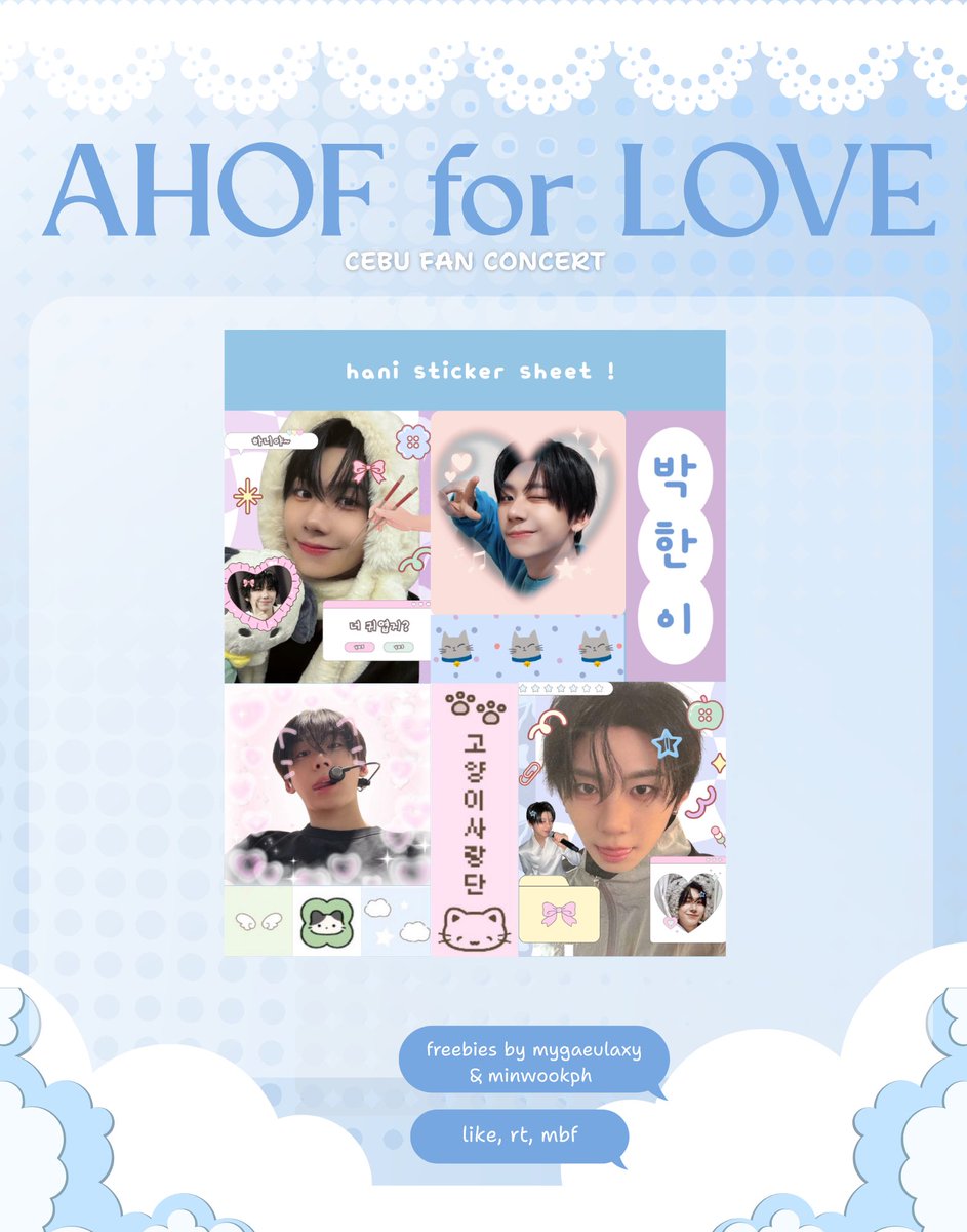 mygaeulaxy's tweet photo. AHOF for LOVE freebie giveaway .ᐟ.ᐟ
✮⋆˙by @mygaeulaxy &amp; @minwookph 
༄ like &amp; rt, mbf
༄ open for trades

⏰ both 1pm and 6pm show!

#AHOFforLOVEinCEBU #AHOFforLOVE #AHOFinCEBU #AHOFFanmeet2026 https://t.co/TBdTA59dTA