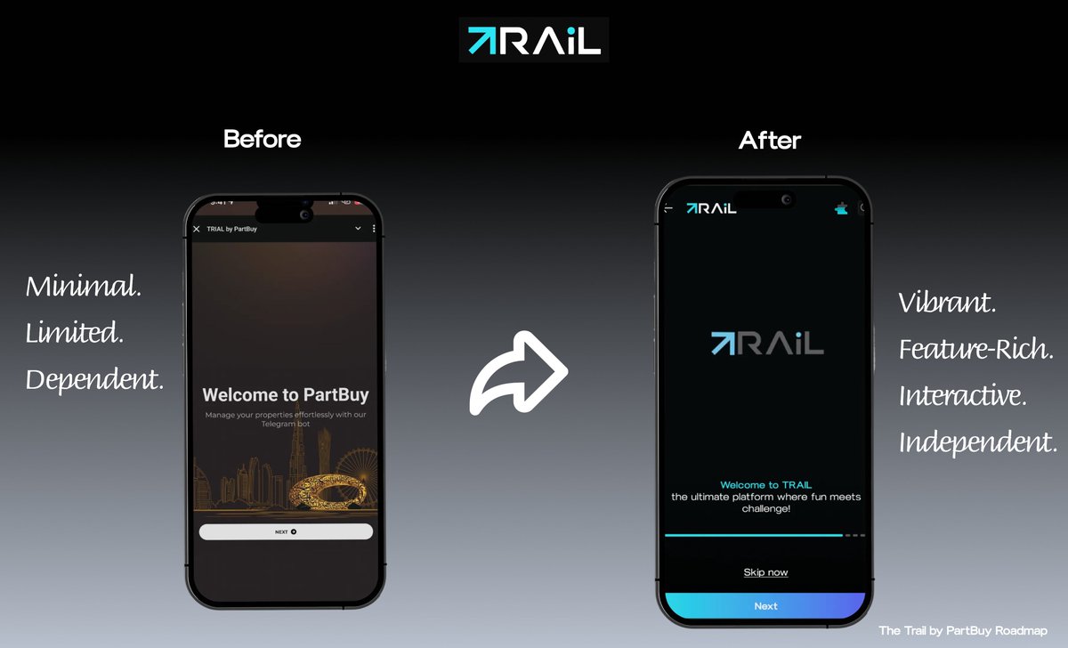 trailbypartbuy's tweet photo. TRAIL: The Origin Story  
How we went from a simple demo to a full world — and why we’re telling you now.

Early 2024. Dubai.

We saw a problem that kept us up at night:

The future of ownership is coming — fractional assets, tokenization, new ways to own and share — but almost no one outside the crypto bubble understands it.

Not because people can’t grasp it, but because the space is buried in jargon: RWAs, custody, smart contracts, composability.

The language is a wall. Billions of people are locked out on the other side.

So we asked: What if we could teach people about the future of ownership before it arrives — in a safe space, with no financial risk, no confusion, just experience?

That question became TRAIL.

Q1 2024: The idea is born

TRAIL started as a necessity, not a product.

We needed to demystify the decade’s most complex topic — ownership transformation — by letting people feel and play with it before it became real.

Not another whitepaper. Not another “revolutionary” platform.

A training ground. A simulation. A world where you learn by doing, not reading.

From day one, TRAIL was non-financial: no wallets, no risk, no pressure. Just a safe space to explore, experiment and understand.

Q2 2024: The first UI (Before)

By Q2 2024 we built the first version.

It was a limited demo — a simulation of a future ownership platform, plus guided tutorials. Educational, functional, clean.

But it had a problem.

It felt like a tutorial. You’d click through, learn something and leave. No progression, no community, no reason to return.

We realised: You can’t teach people to navigate the future by showing them a map. You have to make them walk the trail.

The first UI worked, but it wasn’t alive.

The shift: When everything changed

As 2024 continued, three things became clear:

1. Regulatory clarity demanded separation.  
   Anything resembling finance needs clean boundaries. TRAIL had to be legally distinct — a simulation platform, not a marketplace.

2. Gamification demanded a new language.  
   We were adding auction simulations, club wars, leaderboards, community systems. You can’t bolt that onto a standard product UI. It needed its own world.

3. The vision evolved beyond demonstration.  
   What began as a demo was becoming something bigger — a platform for clubs, rivalries, missions and daily engagement. Not just education, but experience.

By December 2024, the decision was made: TRAIL would become independent.

Q2 2025: Legal independence + rebrand begins

By the end of Q2 2025, TRAIL was officially licensed by the Dubai government as a gaming and content production entity.

This wasn’t just paperwork. It was protection.

The licence legally separated TRAIL from financial instruments. No confusion. No grey zones. Just clarity.

With that foundation, we rebuilt the entire platform from scratch.

Q3 2025: The new UI is born (After)

By Q3 2025 the new TRAIL was ready.

More interactive, more engaging, richer visuals. High-quality tutorials woven into gameplay.

Built for:  
- Community building  
- Club formations  
- Competitive leaderboards  
- Celebrity partnerships  
- Missions that matter

This wasn’t a redesign. It was TRAIL stepping into its true identity.

We also launched a pre-launch Telegram Mini App (TMA) — a limited version designed to drive engagement and early participation ahead of the official launch.

And you showed up.

At our peak, TRAIL reached 100,000+ total community members, 400,000+ social media views and 10,000+ users actively engaging via the pre-launch TMA.

The energy is real. The culture is forming.

The full TRAIL app (TMA, iOS, Android, VR) is still in development — but the community is already here.

By Q4 2025 we opened the waitlist. It’s not just a signup form:  
- Complete missions  
- Earn rewards  
- Build your rank  
- Prepare for launch

Today: Why we’re telling you this now

This is Story 001.

Before we share the roadmap, milestones and upcoming features, we wanted you to understand why TRAIL exists.

Not what it does. Why it had to be built.

The future of ownership is coming whether people are ready or not. Most aren’t.

TRAIL is the training ground.

It fights confusion, lazy education and jargon that locks people out.

After using TRAIL, you don’t feel hyped or sold.  
You feel empowered. Informed. Ready.

Before → After

What’s next?

Over the next few posts we’ll break down exactly what changed between the old TRAIL and the new one — feature by feature, screen by screen.

We’ll show you:  
- What the old UI looked like  
- What we added in the new version  
- Why we made each change

Because you deserve to see the journey, not just the destination.

This is only the beginning.

Stay close. The trail gets steep from here.

TRAIL  
A simulation that rewards logic, punishes weakness, and makes you earn your way into the future.

🌐 Website: https://t.co/vP6BWIFiHS  
📱 Waitlist: https://t.co/0kIA2rT5KO  
💬 Community: https://t.co/WBdnYUNXlF