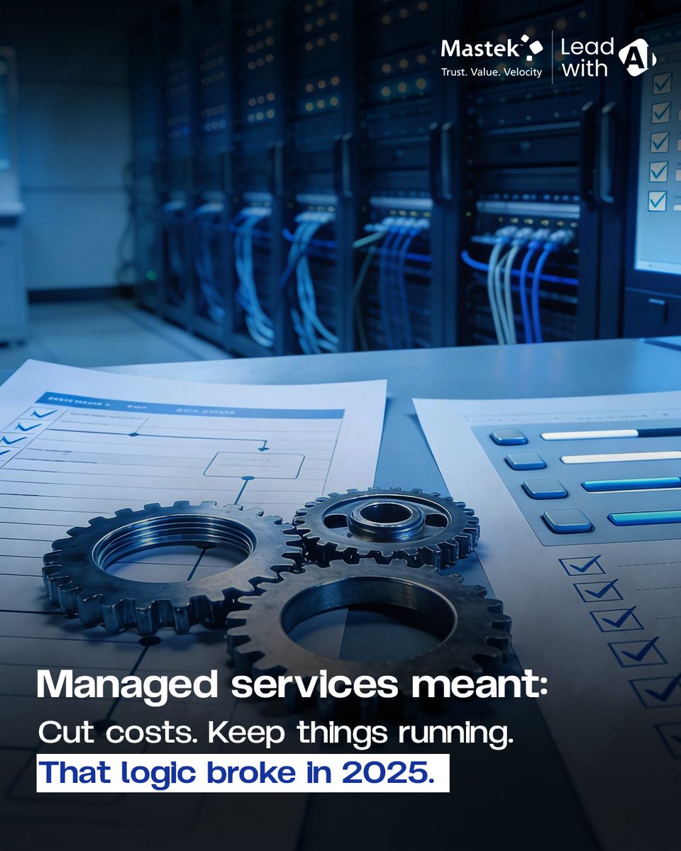 Mastekltd's tweet photo. Cost-saving kept the lights on, but leadership now wants to see the storm before it hits. The smartest enterprises aren’t fixing faster, they’re needing fixes less. That's why the future of managed services isn’t “managed” at all. It’s intentional.

#Blog #AIBlog #AgenticAI https://t.co/slkoVToFRP
