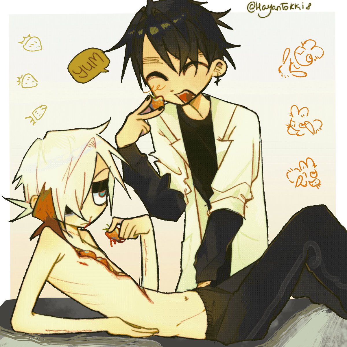 I think they like strawberries... #afterdeath #genosans #reapersans #undertaleAU #digitalart #au