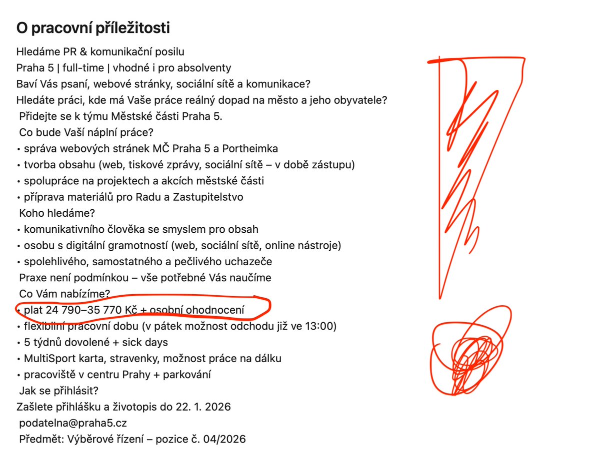 Pokud chcete dělat všechno, nemít čas, mít odpovědnost jako prase a mít plat menší, jak pokladní v LIDLu na maloměstě, městská část Praha 5 má teď výbornou nabídku!