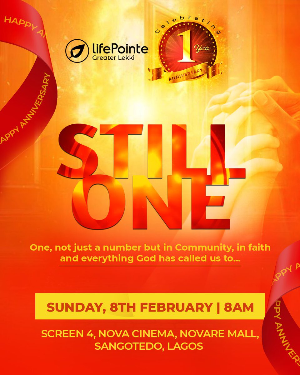 LifePointeGL's tweet image. This Sunday is special ❤️
LifePointe Greater Lekki is turning 1.
One year of grace.
One year of growth.
One year of family.
We’re gathering to celebrate all God has done and we’d love for you to be there.
See you this Sunday!
#LifePointeGreaterLekki
#LifePointeGLAtOne