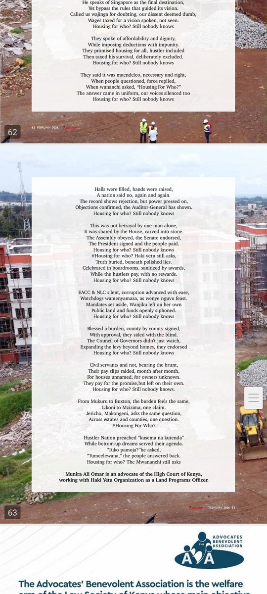 MuniraAli254's tweet photo. Wananchi wanabeba mzigo, nani anakula? #HousingForWho? Still unanswered....
@HakiYetuOrg https://t.co/TLXDKSkfoj