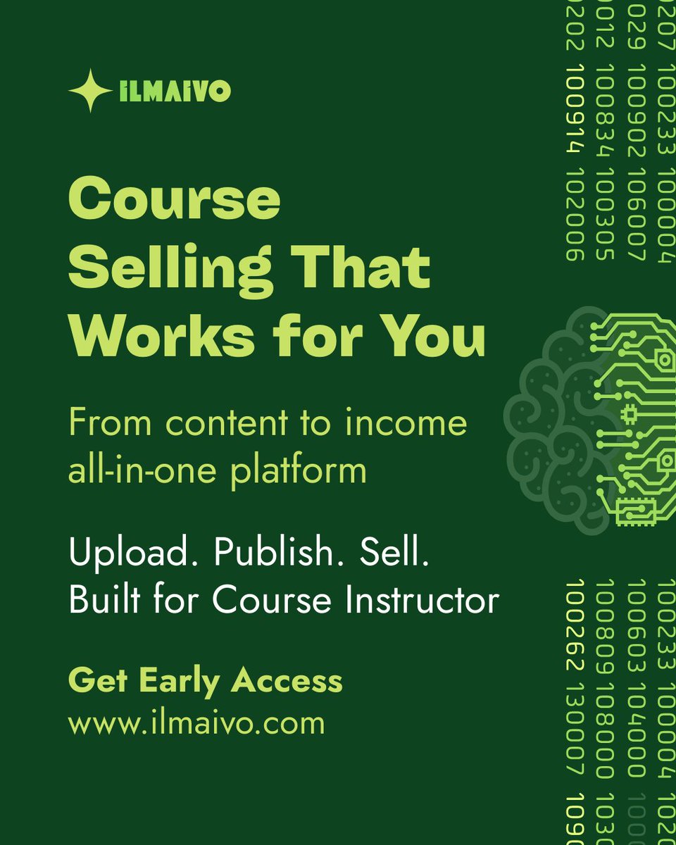 ilmaivo's tweet photo. Ilmaivo is built to help educators & creators turn their teaching content into income. Upload your course, publish it easily, and sell directly to learners all from one simple platform.
Get early access
https://t.co/SPVllhEfPt
#OnlineTeaching
#CourseSelling
#CourseInstructor https://t.co/t6khBIIHSH