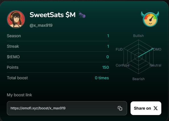 x_max919's tweet photo. EmoFi is pushing the boundaries where emotion meets DeFi. It turning engagement into something meaningful, not just numbers on a screen.

The idea of blending sentiment, community, and finance feels like an underexplored frontier, and @emofi_xyz is stepping into it early. https://t.co/vheRJjN9kf