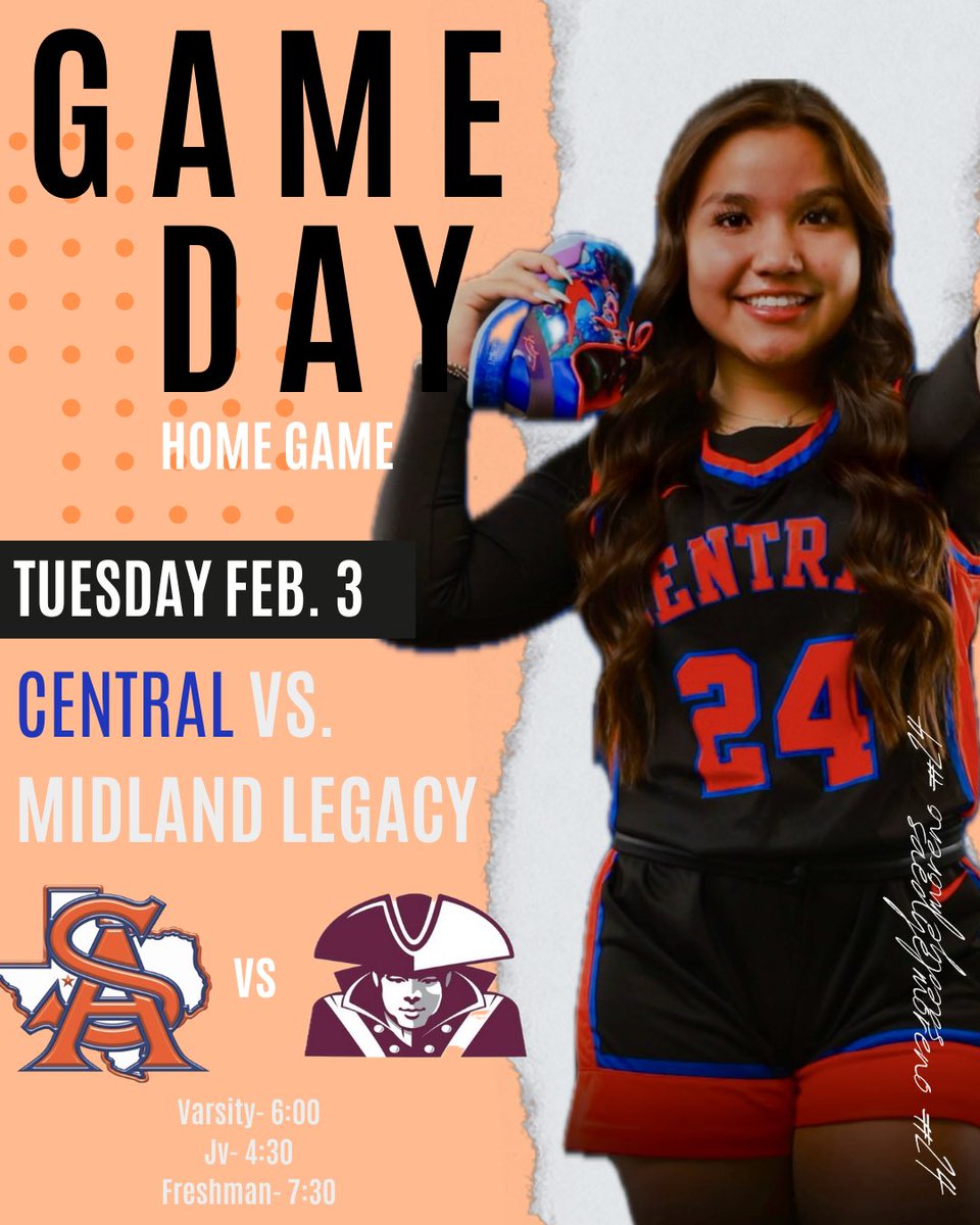 centralcathoops's tweet image. 💙🚨 GAME DAY🚨🧡
🆚 Midland Legacy
⏰ V: 6:00 PM JV: 4:30 PM F: 7:30 PM
📍Central 

Theme: Jersey Night! 
Come support your Lady Cats, SIC’EM🐾🏀
#BELIEVE #ladycathoops 

@SanAngeloISD @SAISD_Athletics @The_CHS_Bobcats