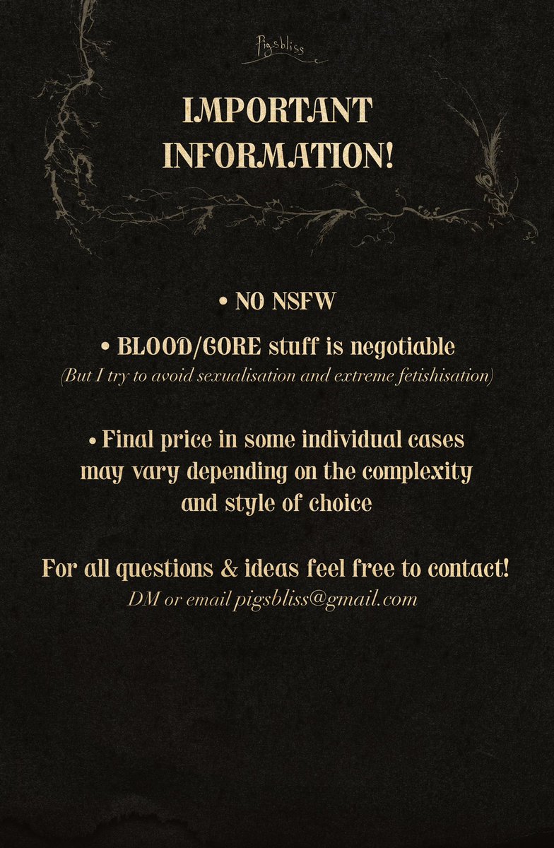 pigsbliss's tweet photo. COMMISSIONS ARE OPEN!🪳

All prices and information are in the attached files

To contact DM or email me:
📩Pigsbliss@gmail.com

Repost is very appreciated!🤝 https://t.co/wg5bJMlaWR