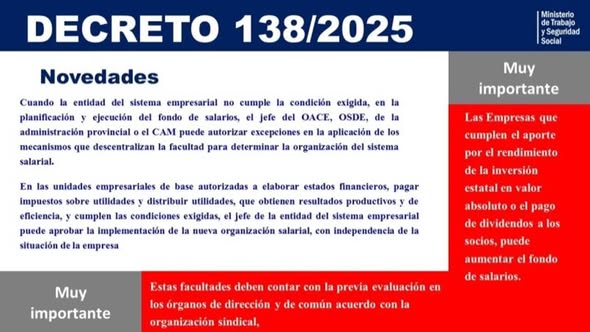 Salario por resultados
Una parte del salario se asocia al cumplimiento de indicadores que midan el aporte individual. Anteriormente el salario era más fijo, menos  vinculado a lo que se producía.
#Cuba #MtssCuba
