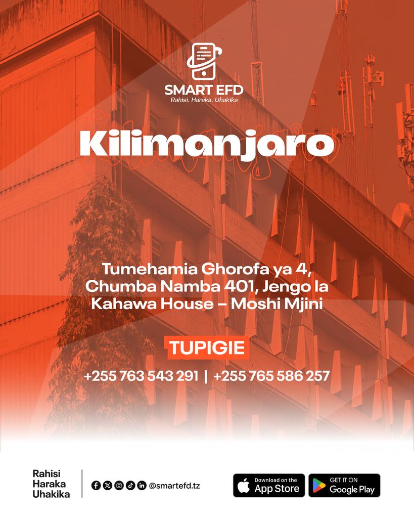 SmartEFD's tweet photo. Tunapenda kuwataarifu wateja na wadau wetu wa Kilimanjaro kuwa ofisi za Smart EFD zimehamia ghorofa ya nne, chumba namba 401, Jengo la @Kahawa_House.

TUPIGIE: 0763 543 291 / 0764 586 257

#SmartEFD | #RahisiHarakaUhakika https://t.co/Au0M054abD