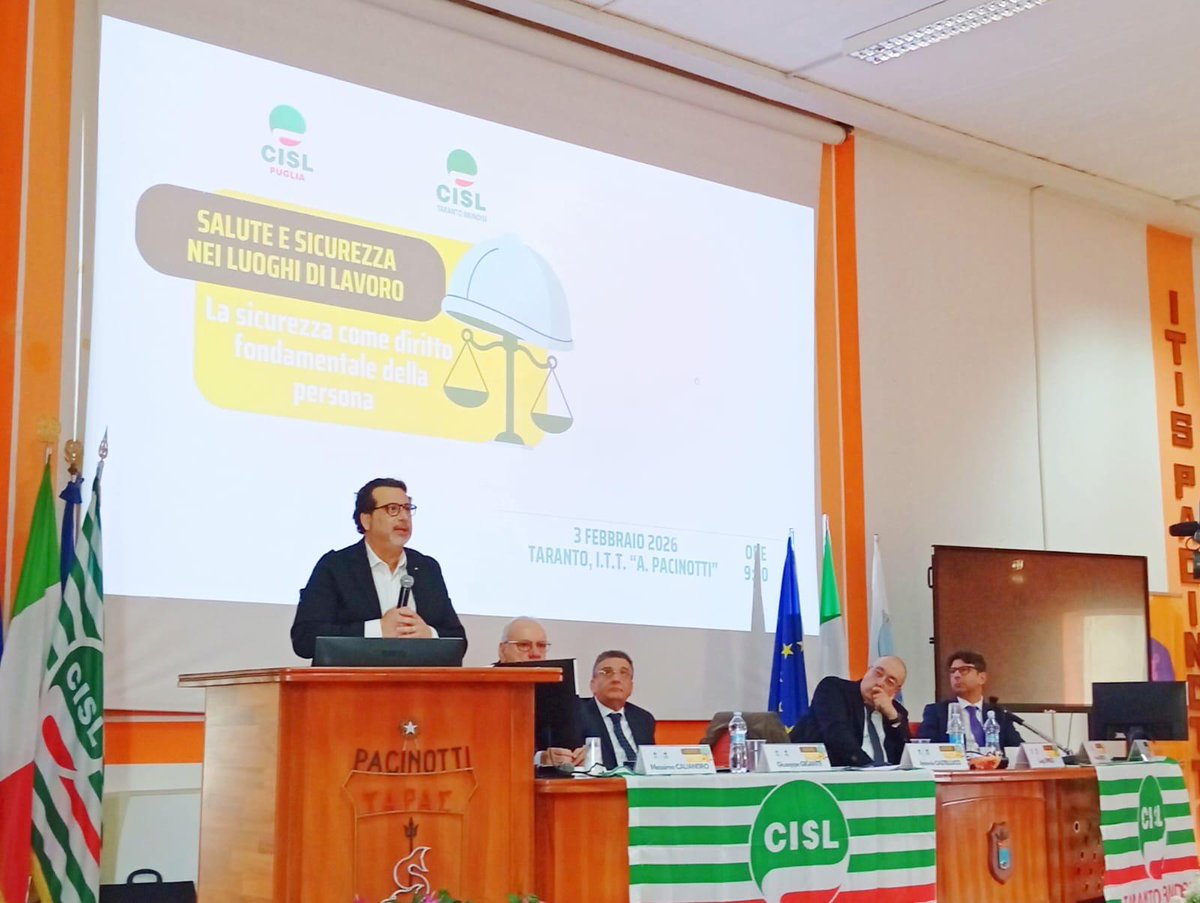CislPuglia's tweet image. Iniziativa @CislTaBr, @CastellucciAnto: In #Puglia la #sicurezzasullavoro non è un'emergenza passeggera ma una fragilità strutturale. #Formazione sulla sicurezza comincia prima del lavoro, a #scuola, è una scelta di civiltà.
Il futuro non si costruisce mettendo a rischio la vita