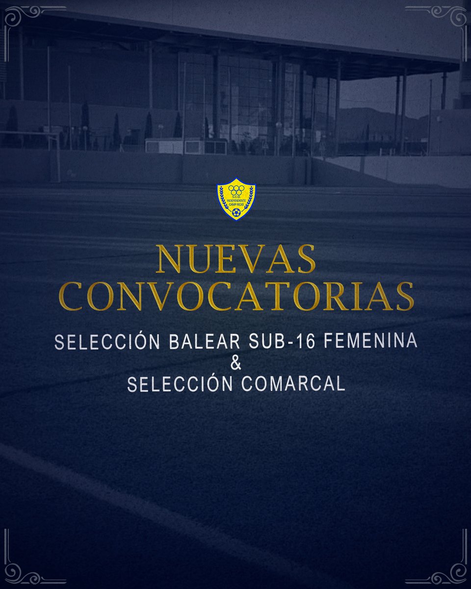 🌟⚽ Felicitamos a Adrián y Cristóbal del Infantil "A" por haber sido convocados a la Selección Comarcal que se reunirá el próximo miércoles en el campo de fútbol del Secar de la Real; y a Renée por haber sido convocada nuevamente a la Selección Balear Sub16!

Enhorabuena cracks!