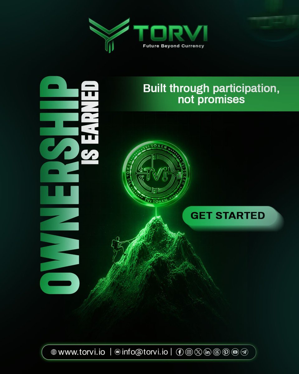 torvi_io's tweet photo. Ownership isn’t promised.
It’s earned. ⛰️
Torvi rewards participation, not spectators.
Show up. Take action. Move forward.
Get started today 🚀
#Torvi #OwnershipIsEarned #Blockchain #TVIToken #RWA #DigitalFinance https://t.co/9p48DCDPnn