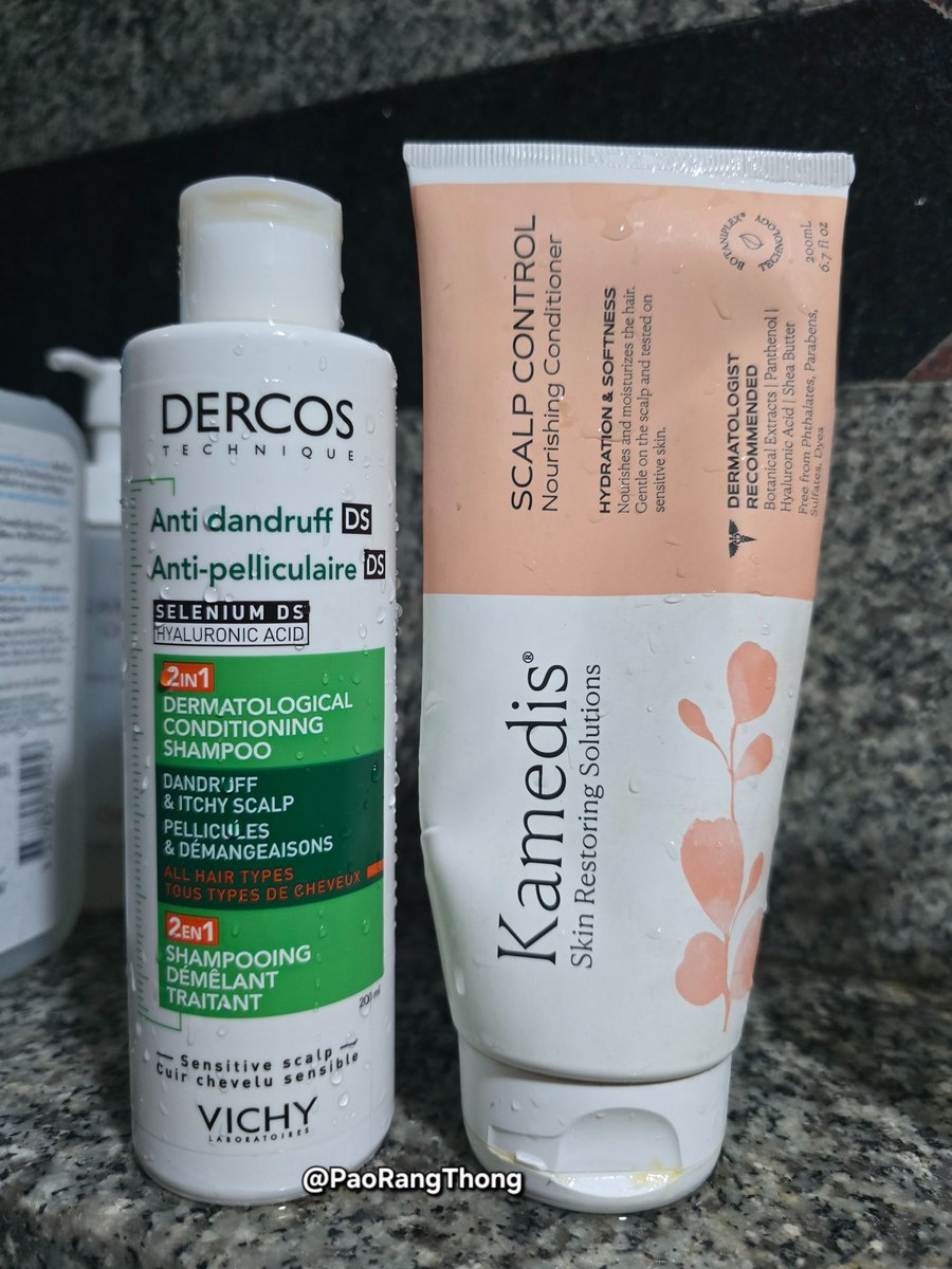 คอมโบดูแลผม Hair Care ช่วงนี้ 

สูตรนี้คือที่ที่สุดของความสบายหัว ตัวแรกเน้นความสะอาดเคลียร์หัวให้สบาย แล้วฟื้นฟูหนังศีรษะต่อ → ผมนุ่ม สบายหัวขั้นสุด

Step 1 : ยังยื้นพื้นด้วย Vichy เขียว dercos ตัวเดิม ใช้หมดจนเลิกนับขวด

ชื่อบอกว่าช่วยรังแค แต่คนไม่มีรังแคก็ใช้ได้