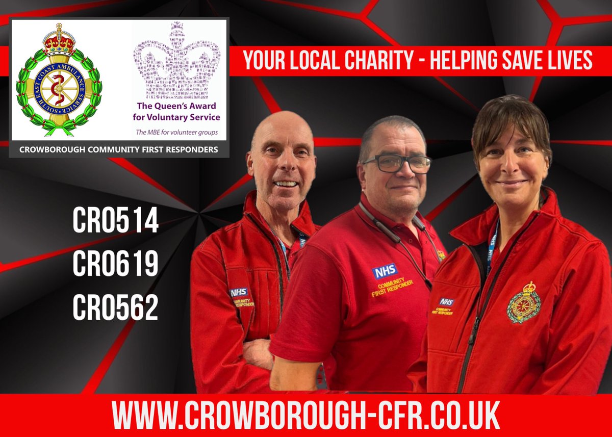 CrowboroughCFR's tweet photo. We have 3 of our #volunteers on duty today, responding from across our area, alongside @SECAmbulance 

#Crowborough #Hartfield #Rotherfield #Wadhurst #Withyham https://t.co/t2HyuKXMKW